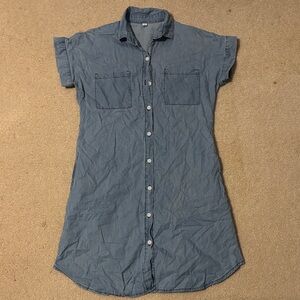 Casual Blue Denim Shirt Dress